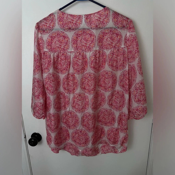 Calypso women’s tunic Coral Pink St. Barth for Target 100% Silk Blouse XL 1296 - Picture 5 of 6